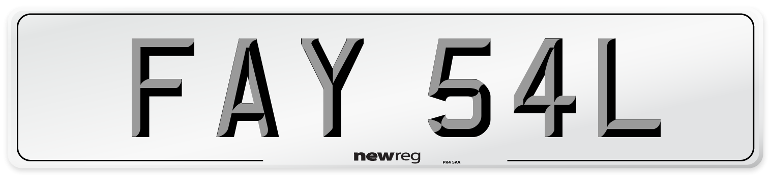 FAY 54L Number Plate from New Reg
